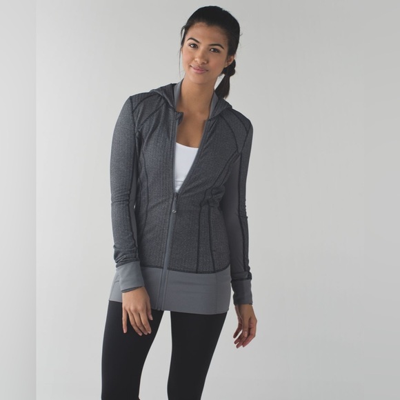 LULULEMON Daily Practice Jacket Heathered Herringbone Slate Black Size 4 - Picture 1 of 16